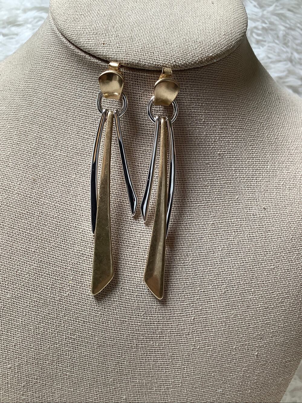 Robert Lee Morris Soho Two-Tone Geometric Stick Linear Drop Earrings F18-30